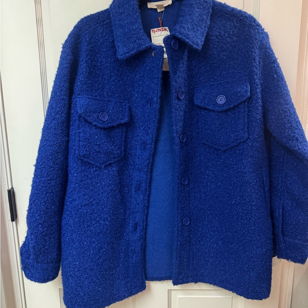 NWT Royal Blue Boucle Shacket